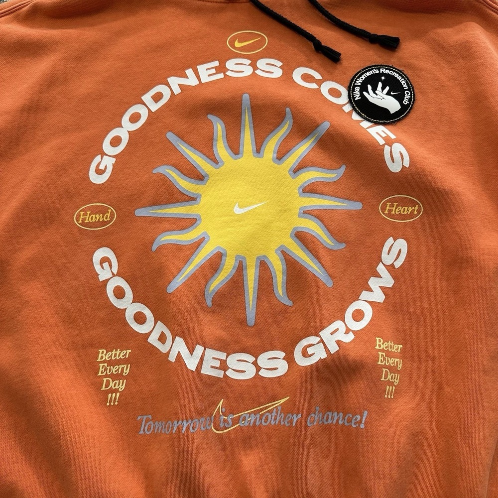 Nike Hoodie Womens XL Orange Recreation Club Pullover Better Everyday CPFM Sun - Picture 2 of 12